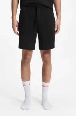 Waffle-structured pyjama shorts with embroidered logo