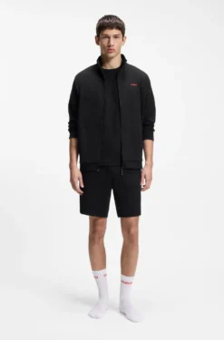 Waffle-structured pyjama shorts with embroidered logo