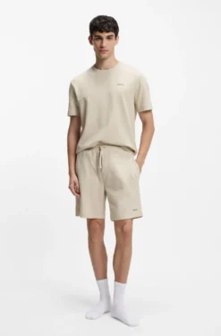 Waffle-structured pyjama shorts with embroidered logo