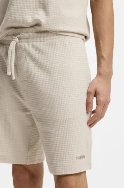 Waffle-structured pyjama shorts with embroidered logo