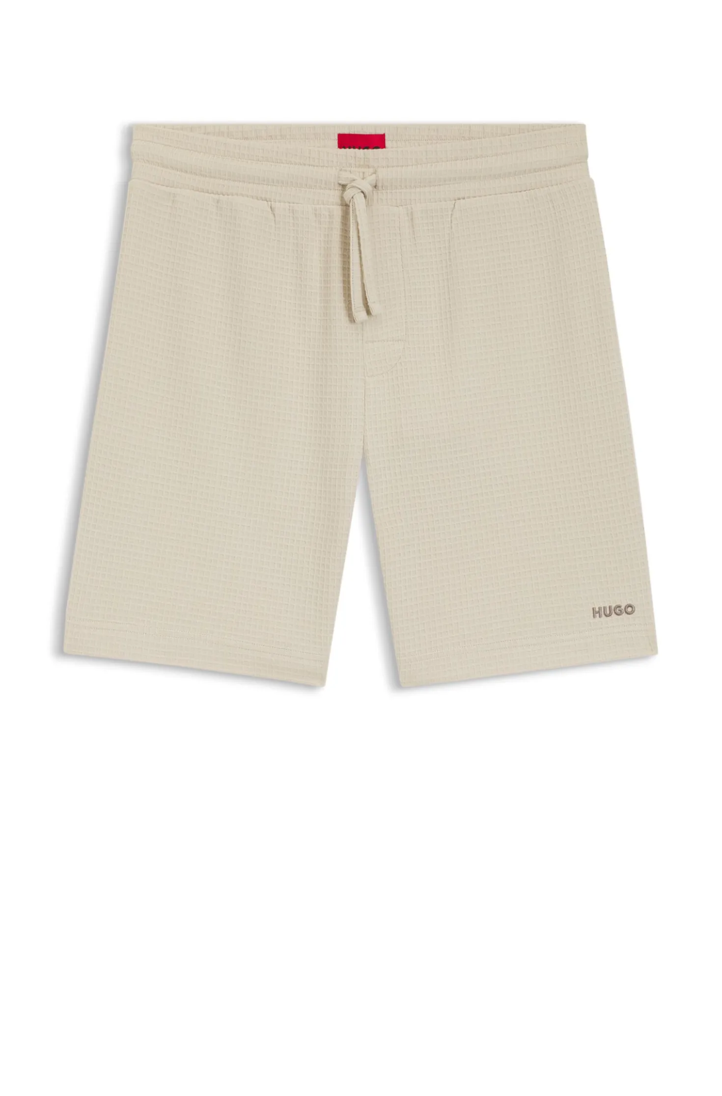 Waffle-structured pyjama shorts with embroidered logo