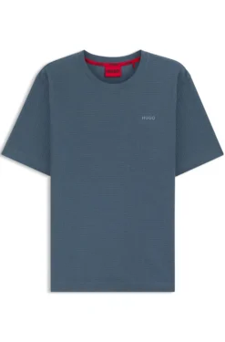 Waffle-structured pyjama T-shirt with embroidered logo