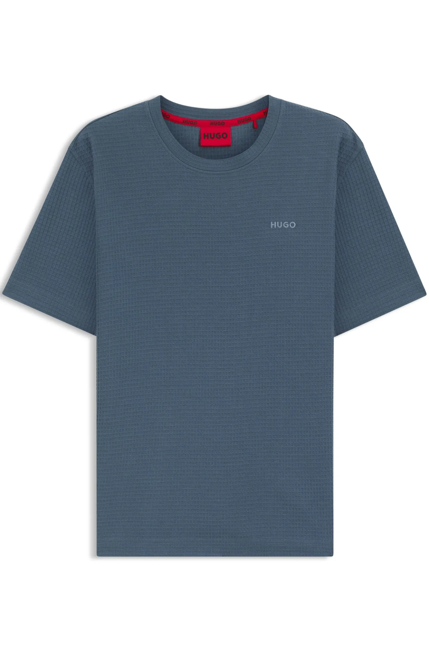 Waffle-structured pyjama T-shirt with embroidered logo