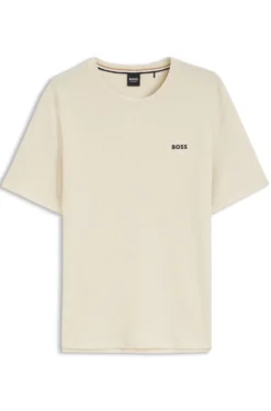 Waffle-structured pyjama T-shirt with embroidered logo