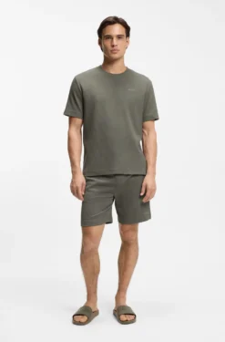 Waffle-structured pyjama T-shirt with embroidered logo
