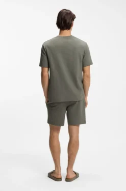 Waffle-structured pyjama T-shirt with embroidered logo