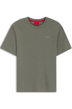 Waffle-structured pyjama T-shirt with embroidered logo