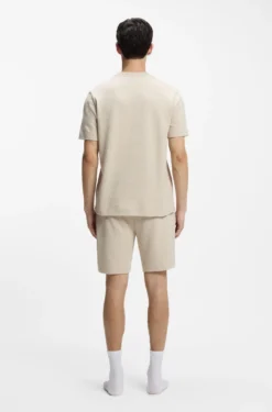 Waffle-structured pyjama T-shirt with embroidered logo