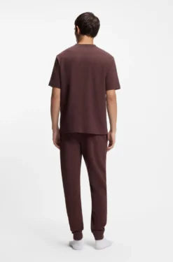 Waffle-structured pyjama T-shirt with embroidered logo