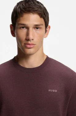 Waffle-structured pyjama T-shirt with embroidered logo