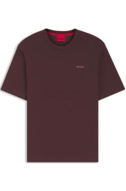 Waffle-structured pyjama T-shirt with embroidered logo