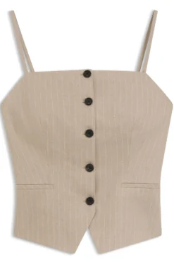 Waistcoat-style slim-fit top with sparkling pinstripe