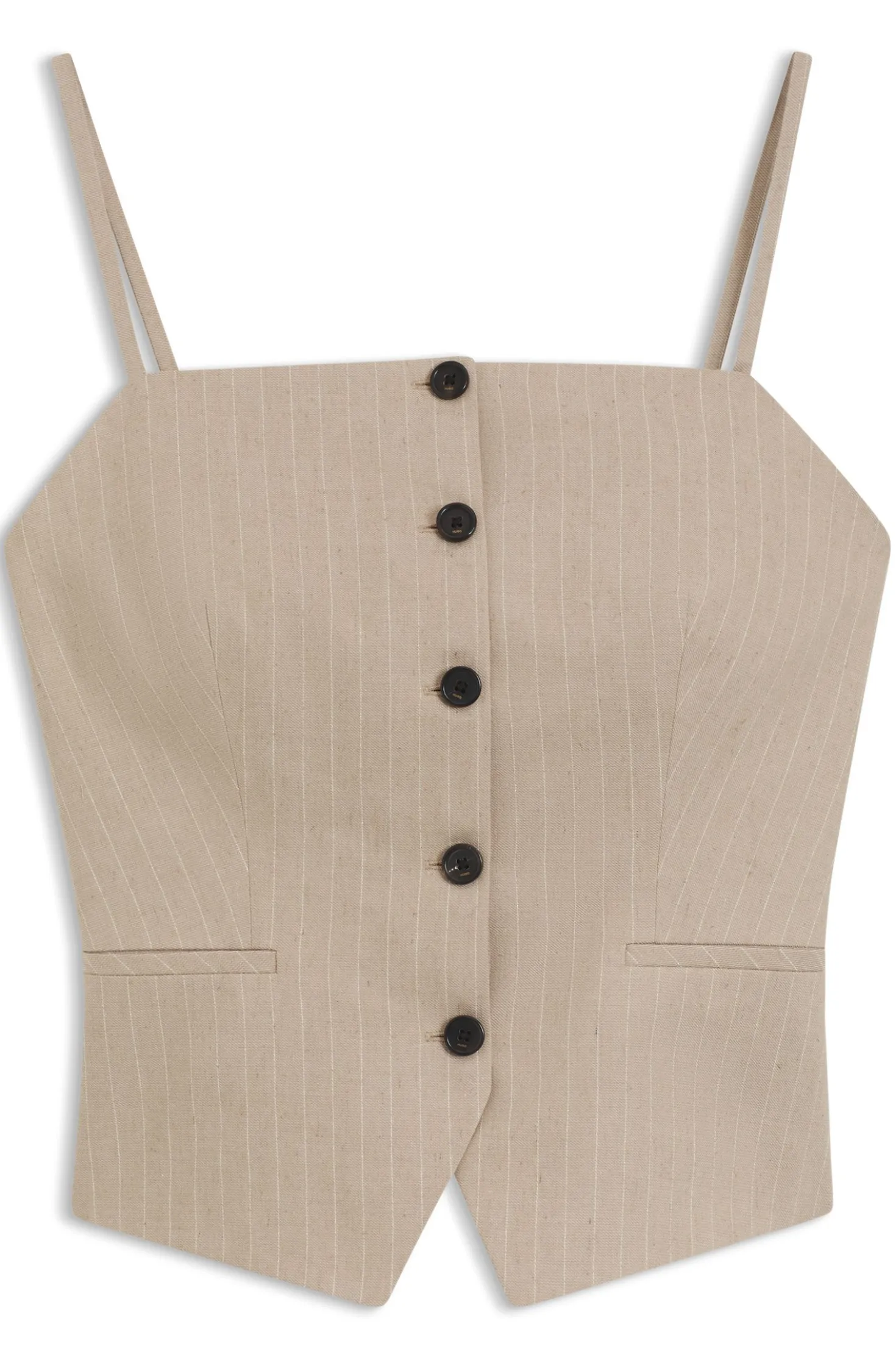 Waistcoat-style slim-fit top with sparkling pinstripe