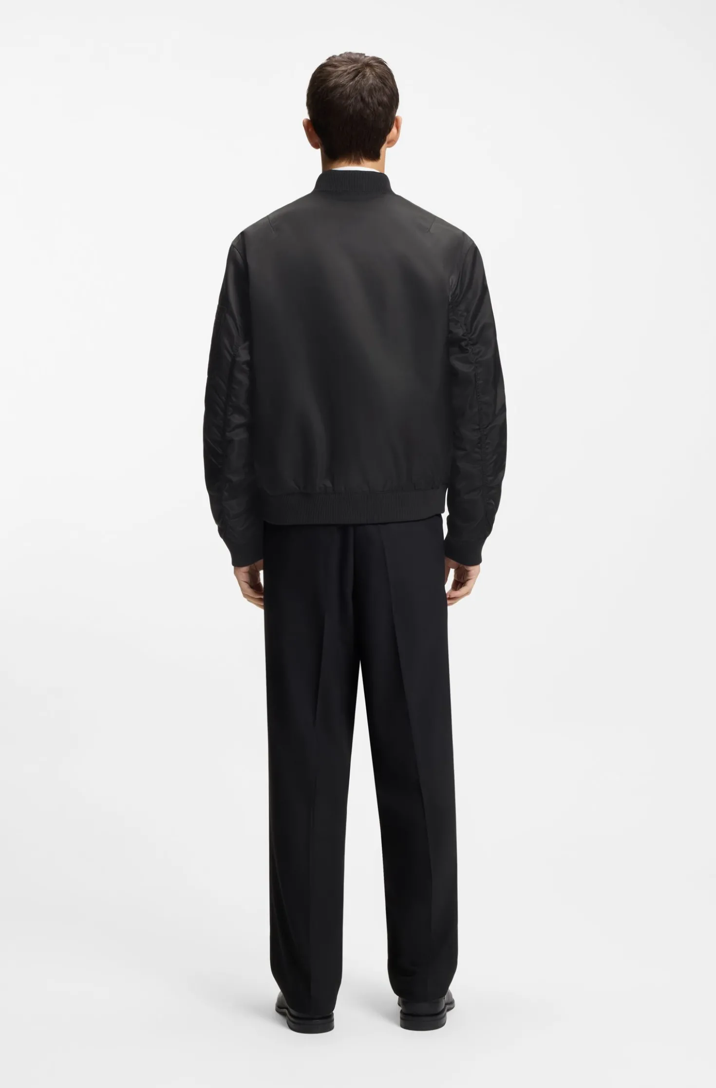 Water-repellent bomber jacket with stacked logo