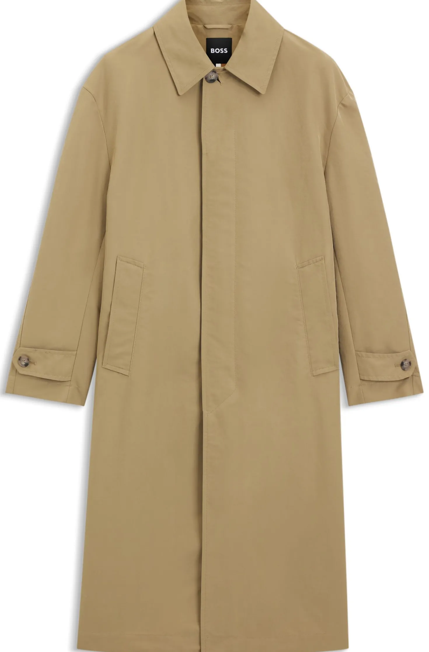 Water-repellent coat with concealed closure
