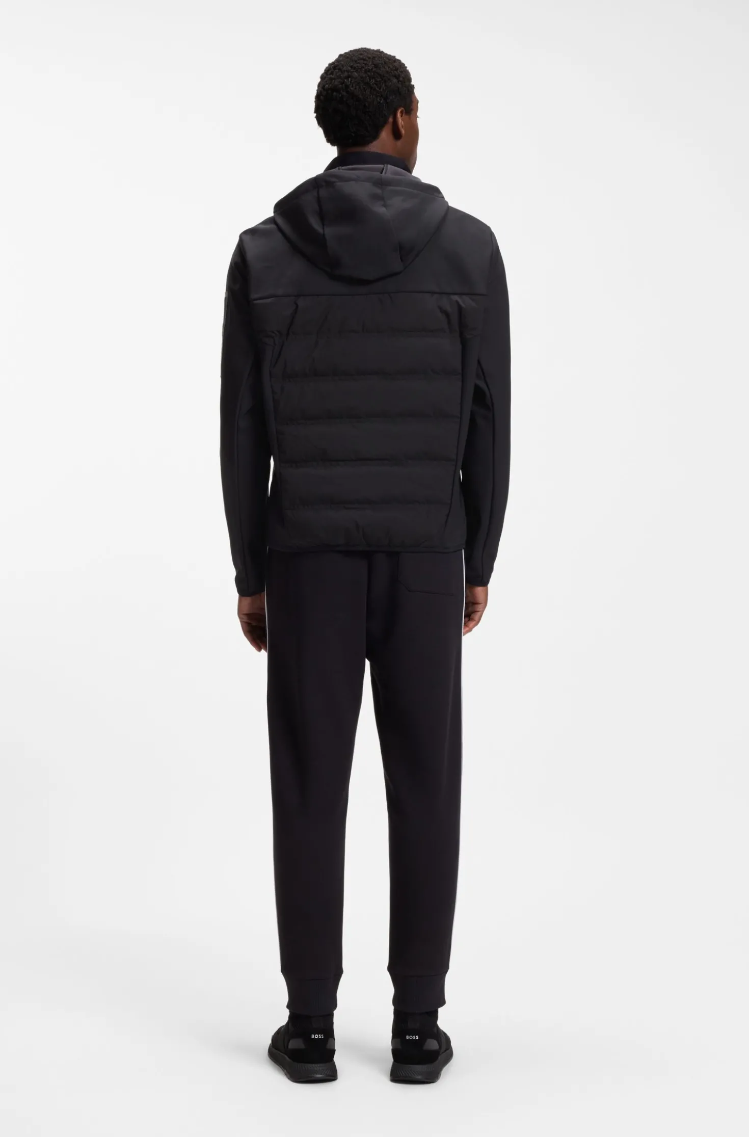 Water-repellent down jacket with detachable hood