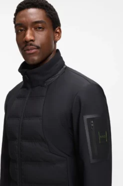 Water-repellent down jacket with detachable hood
