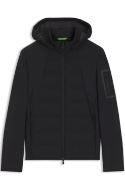 Water-repellent down jacket with detachable hood