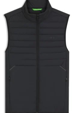 Water-repellent gilet with decorative reflective accents