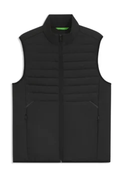 Water-repellent gilet with decorative reflective accents
