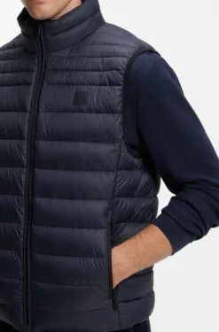 Water-repellent gilet with logo patch