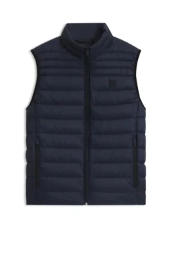 Water-repellent gilet with logo patch