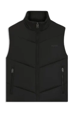 Water-repellent gilet with tonal logo