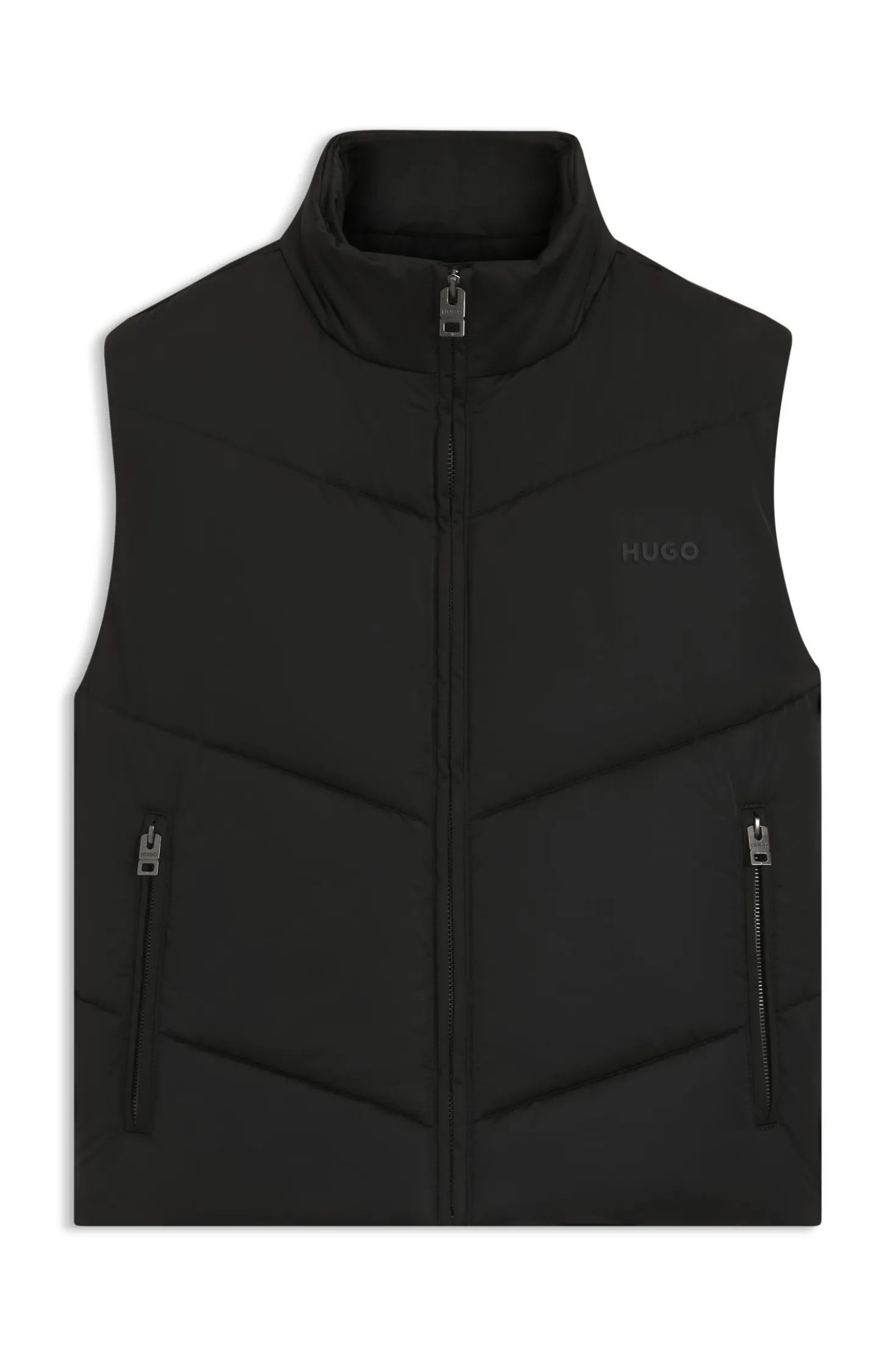 Water-repellent gilet with tonal logo