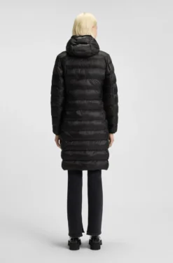 Water-repellent hooded coat with lightweight padding