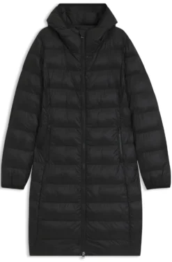 Water-repellent hooded coat with lightweight padding