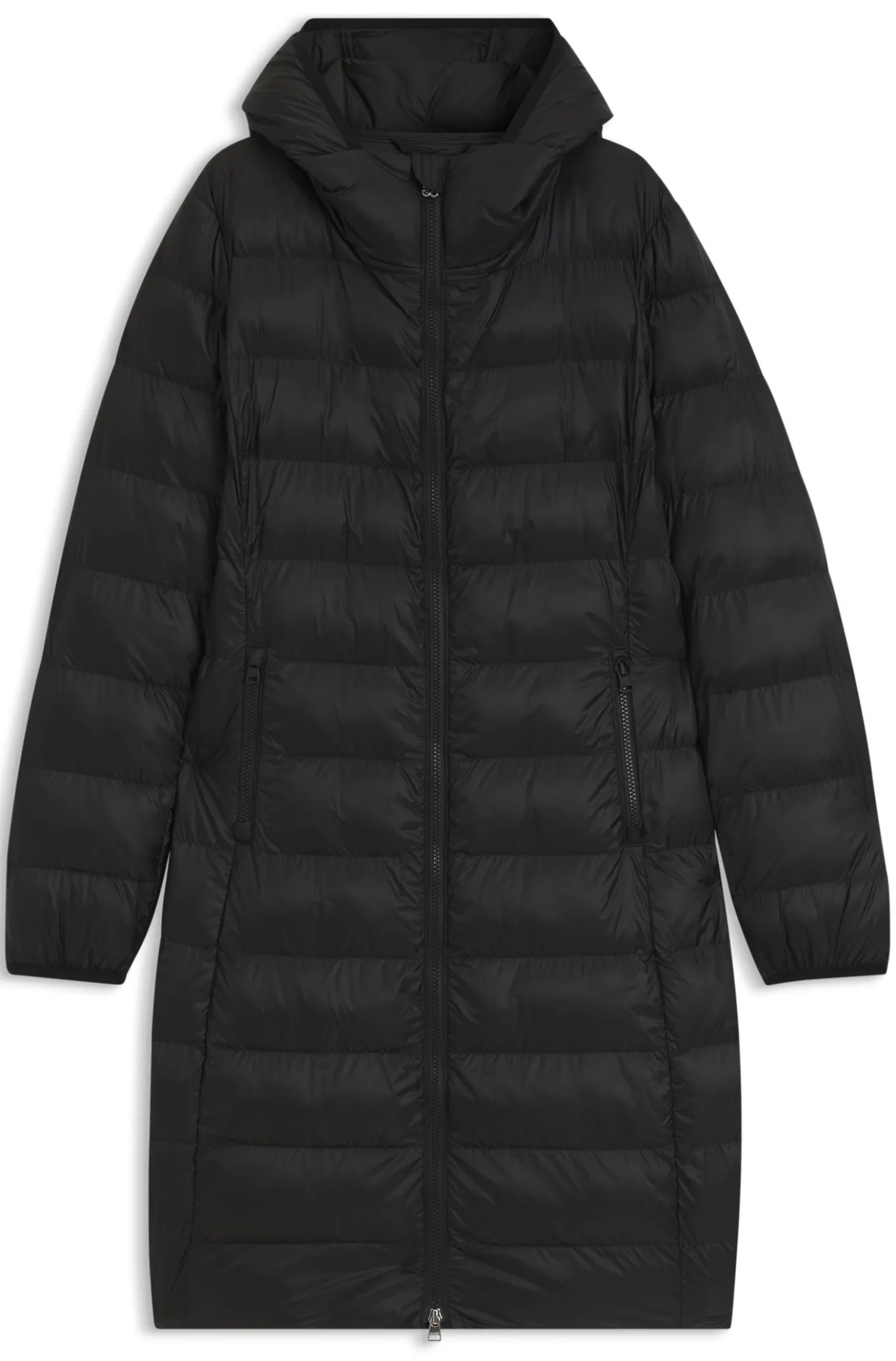 Water-repellent hooded coat with lightweight padding