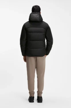 Water-repellent jacket with down filling and detachable hood