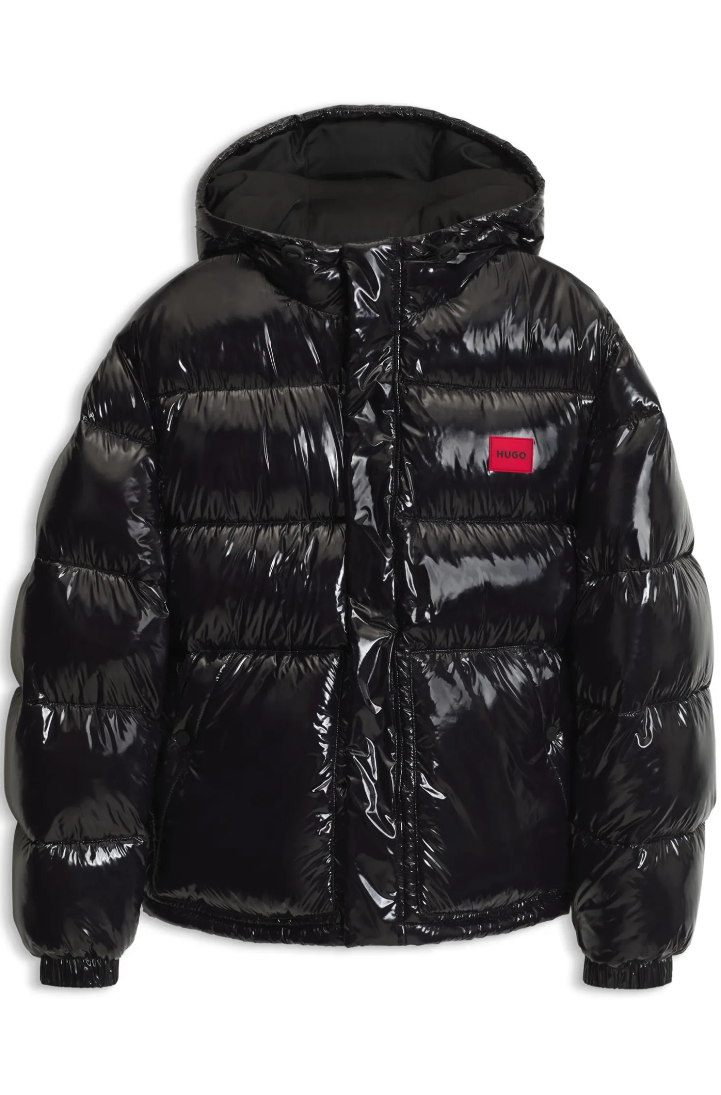 Water-repellent padded jacket with lacquered finish