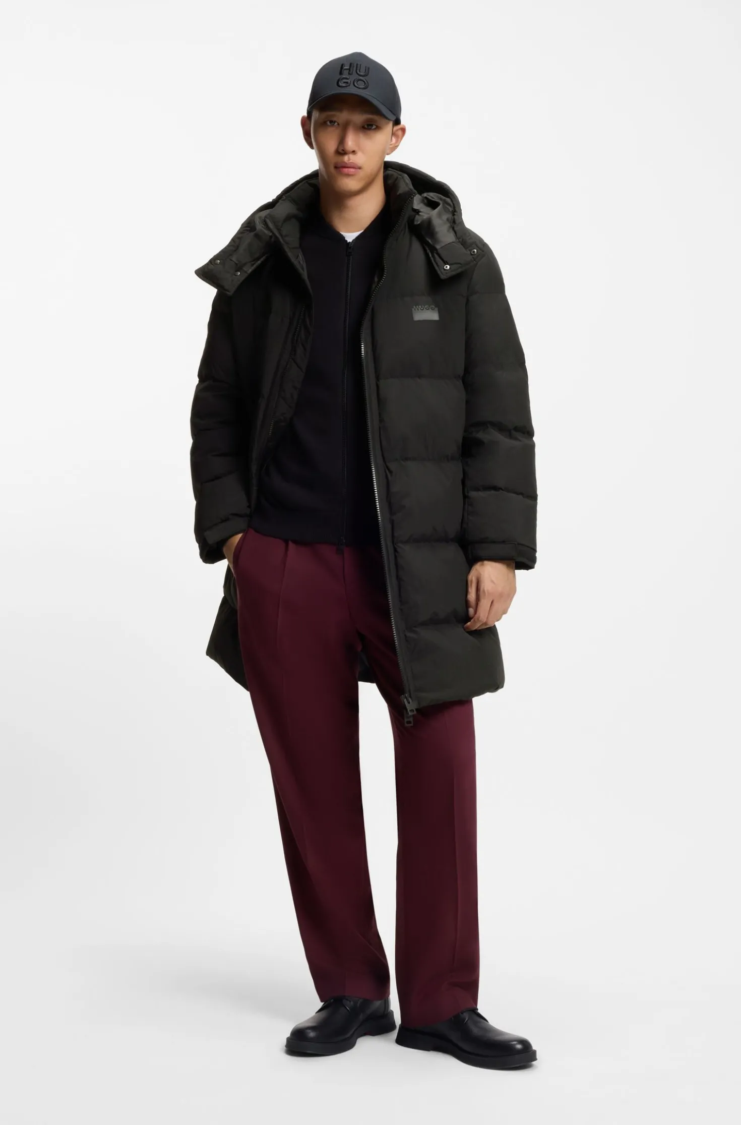 Water-repellent puffer coat with down filling