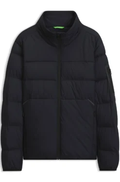 Water-repellent puffer jacket with zipped sleeve pocket