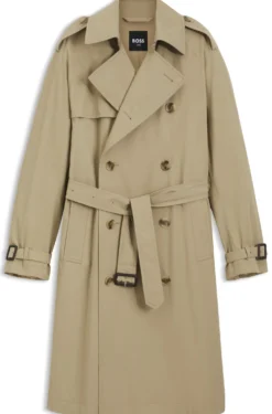 Water-repellent trench coat in cotton twill