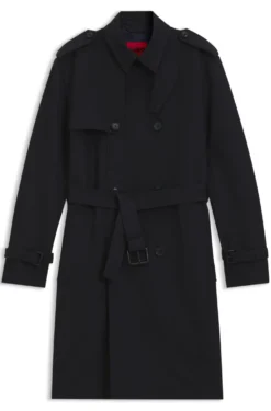 Water-repellent trench coat in cotton-blend twill