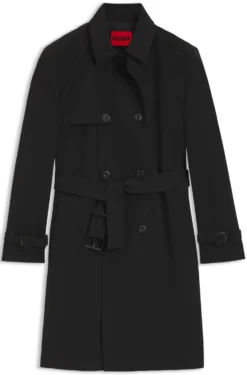 Water-repellent trench coat in gabardine twill