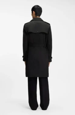 Water-repellent trench coat in cotton-blend twill