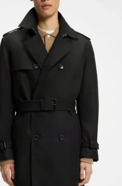 Water-repellent trench coat in cotton-blend twill