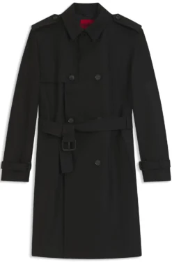 Water-repellent trench coat in cotton-blend twill