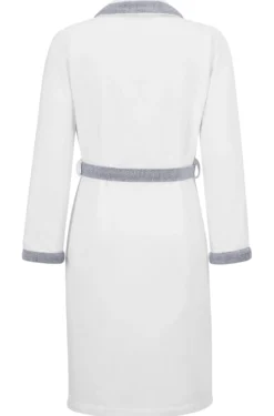 White cotton-velvet dressing gown with embroidered logo