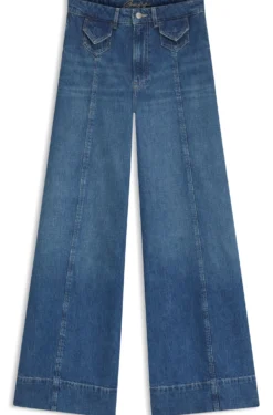 Wide-leg high-rise jeans in vintage-wash denim