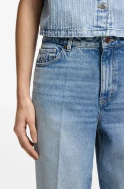 Wide-leg jeans in blue stretch denim