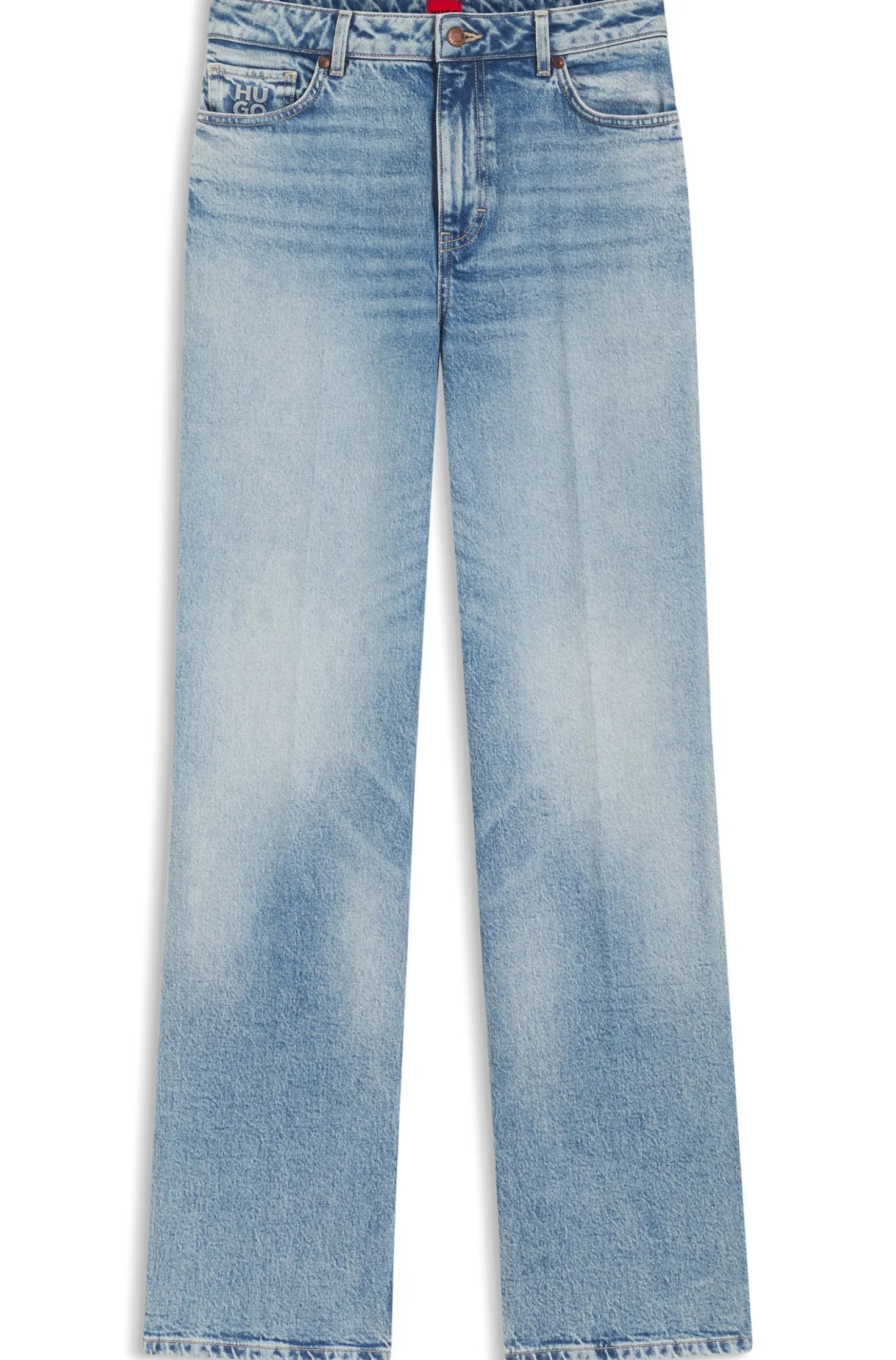 Wide-leg jeans in blue stretch denim