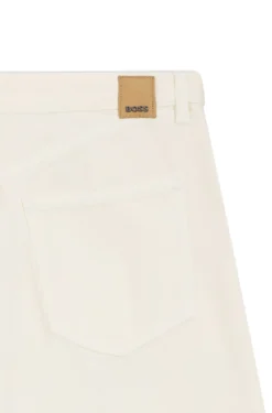 Wide-leg jeans in cream denim with front crease