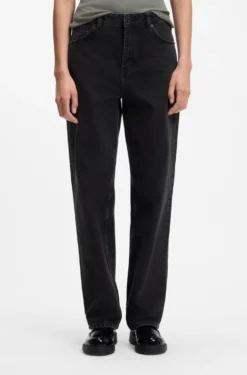 Wide-leg loose-fit jeans in black cotton