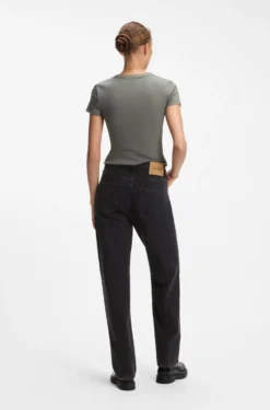 Wide-leg loose-fit jeans in black cotton