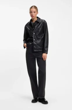 Wide-leg loose-fit jeans in black cotton