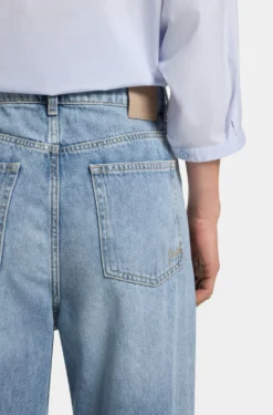Wide-leg regular-fit jeans in light-blue denim